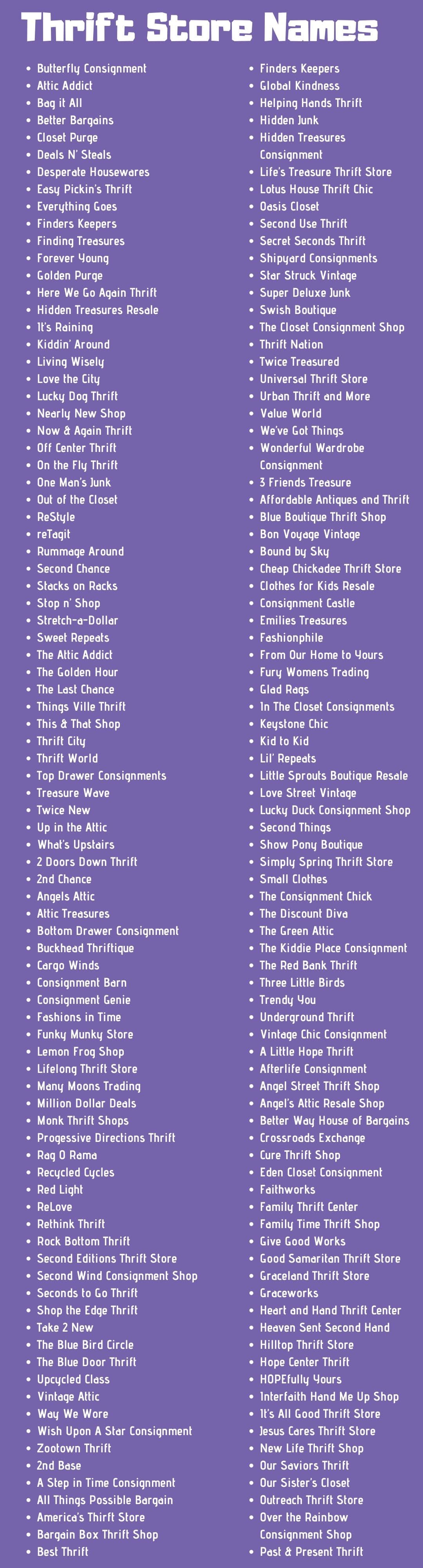 900+ Catchy Thrift Store Names Ideas and Suggestions