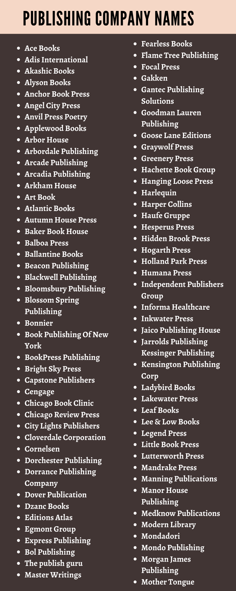Publishing Company Names