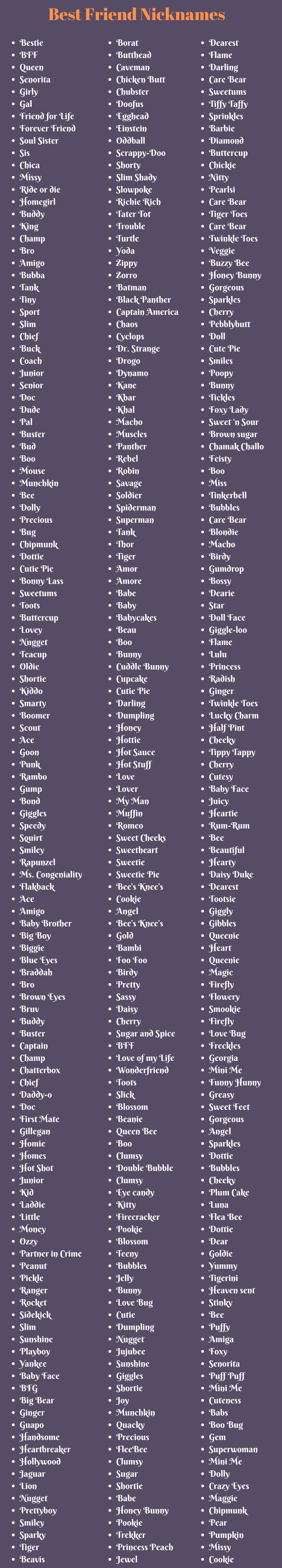 Weird nicknames for best friends