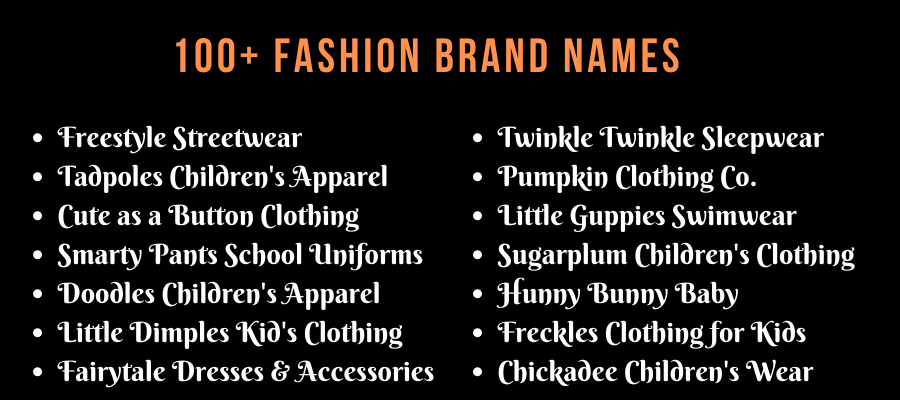 100+ Fashion Brand Names