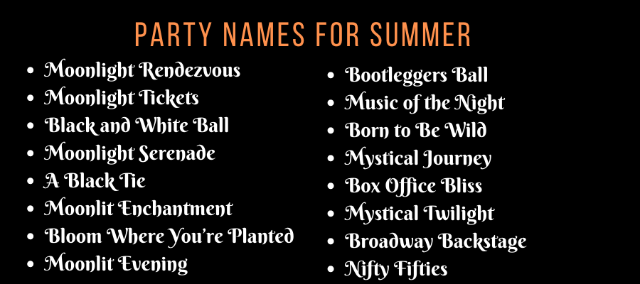 Party Names for Summer