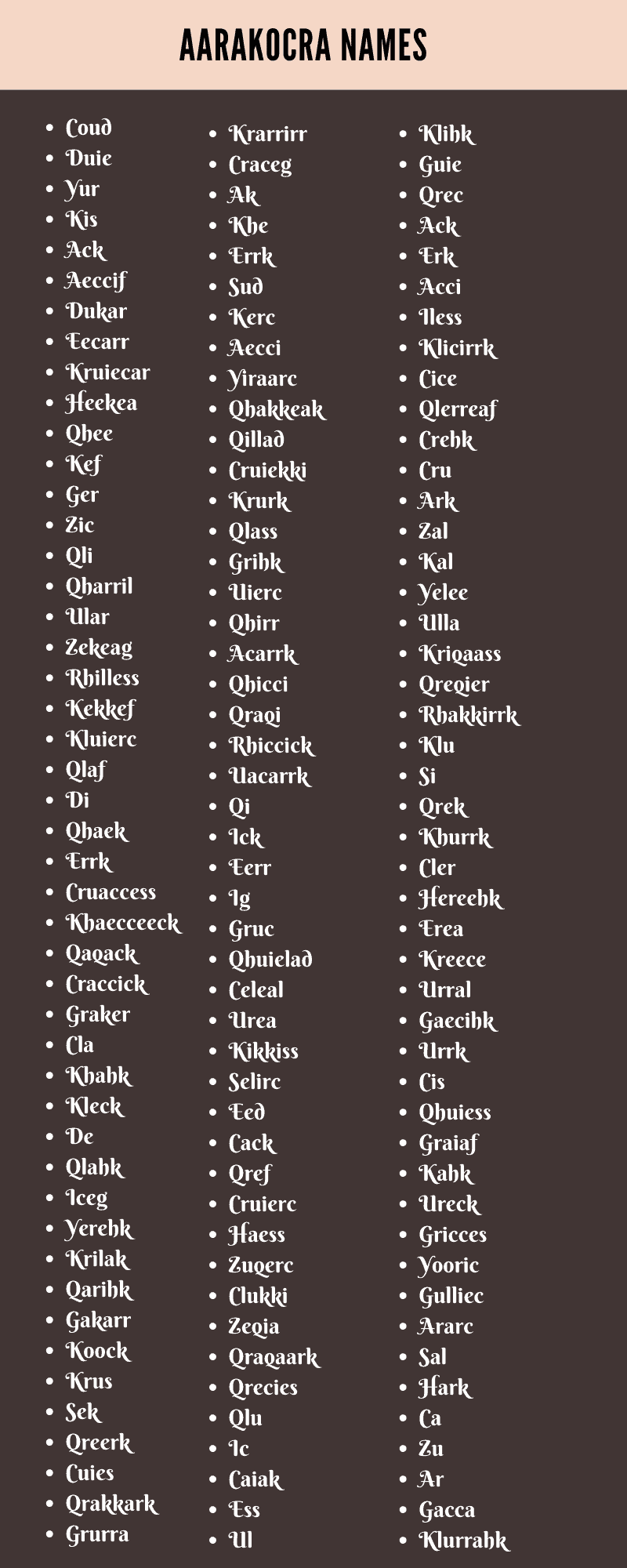 Aarakocra Names