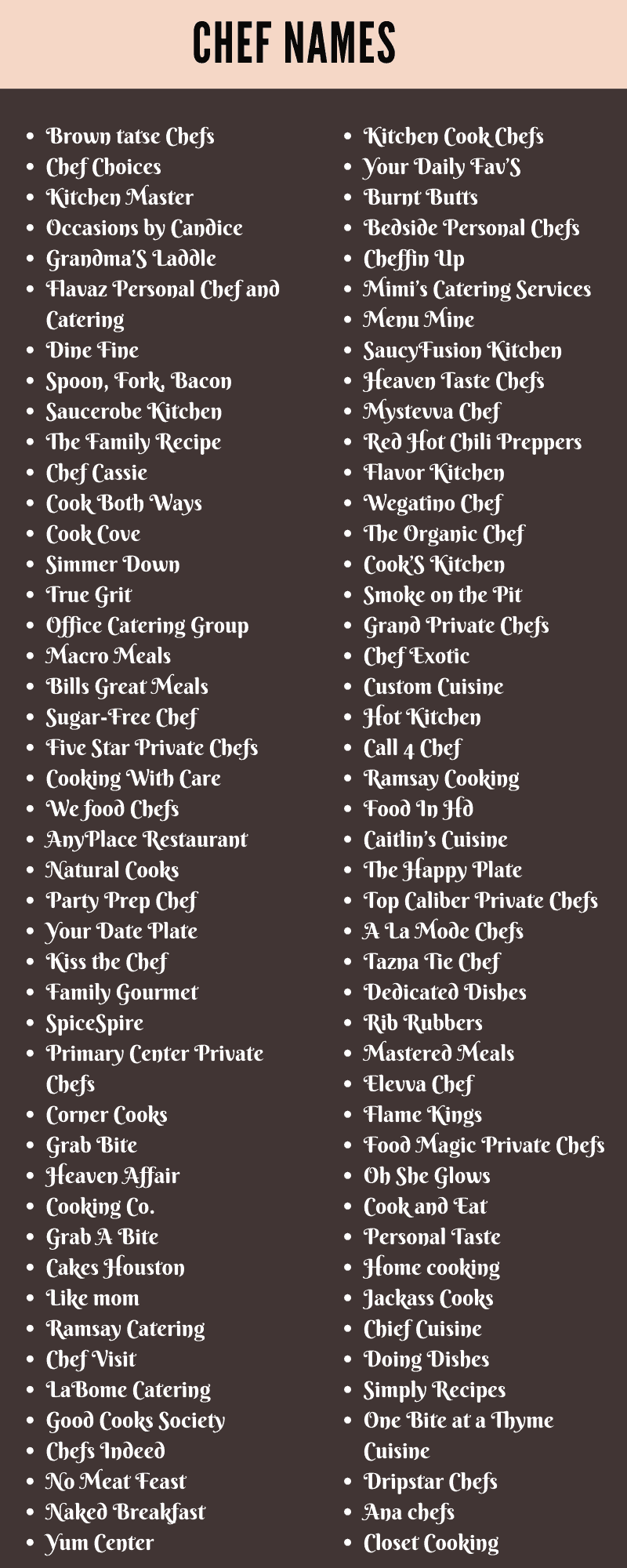 Chef Names: 400 Cool and Funny Names for Chefs