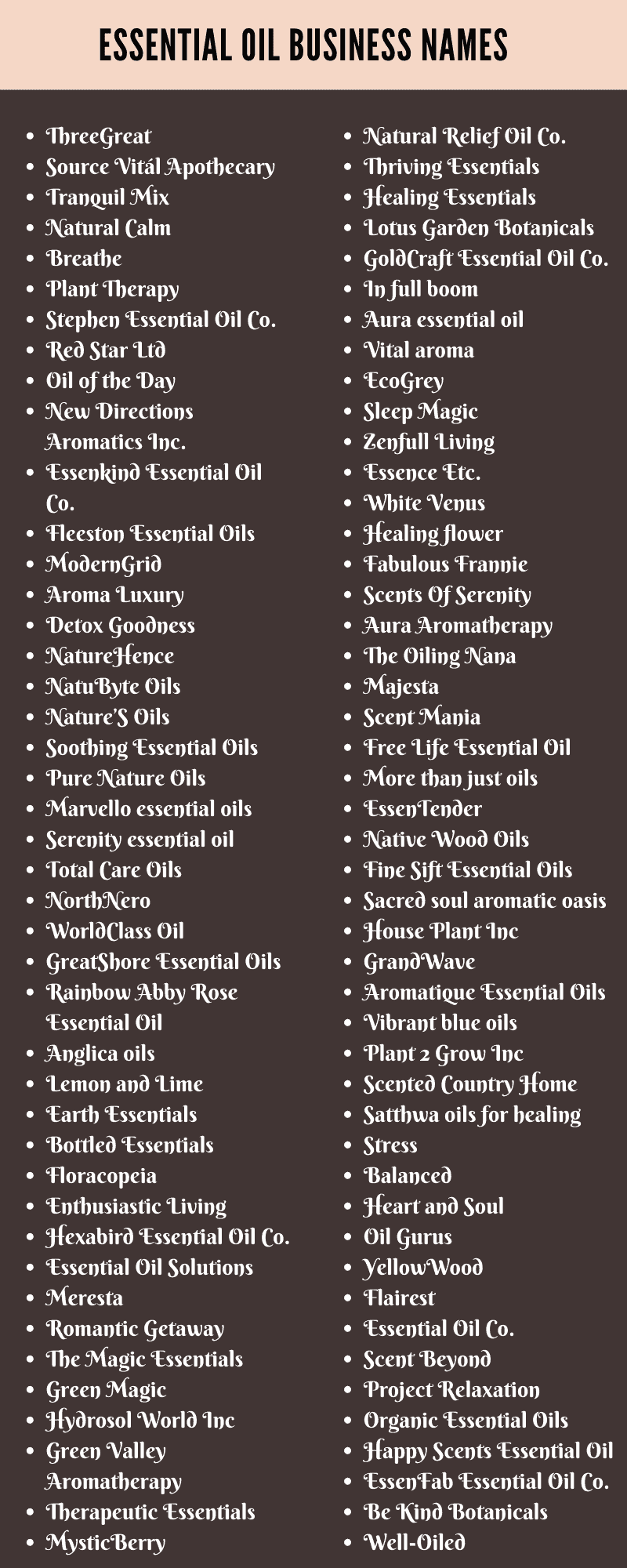 Essential Oil Business Names