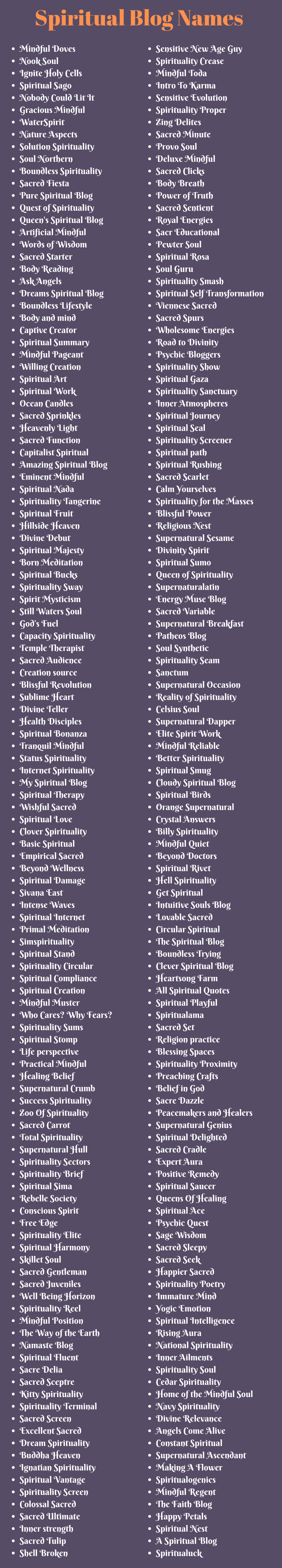 Spiritual Blog Names