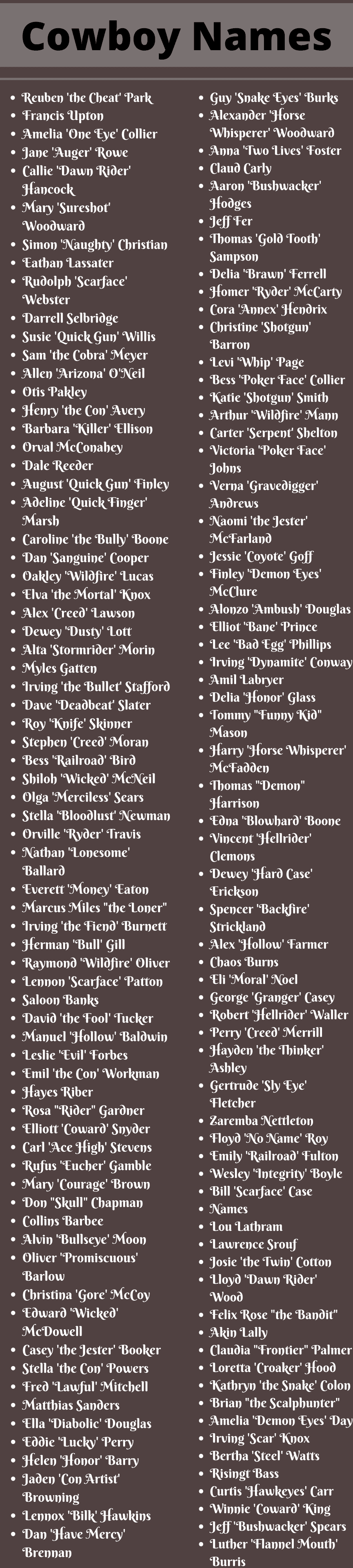 Cowboy Names