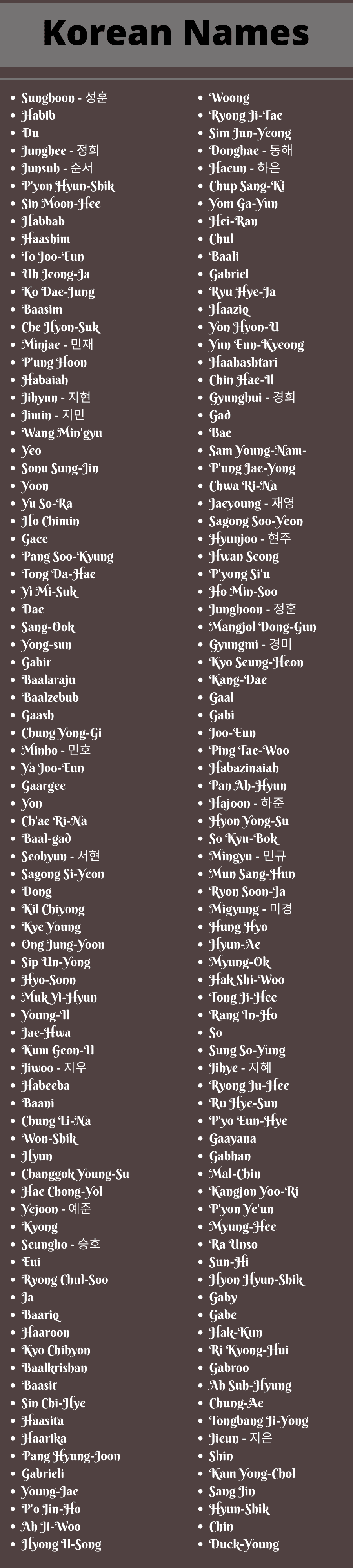 Korean Names