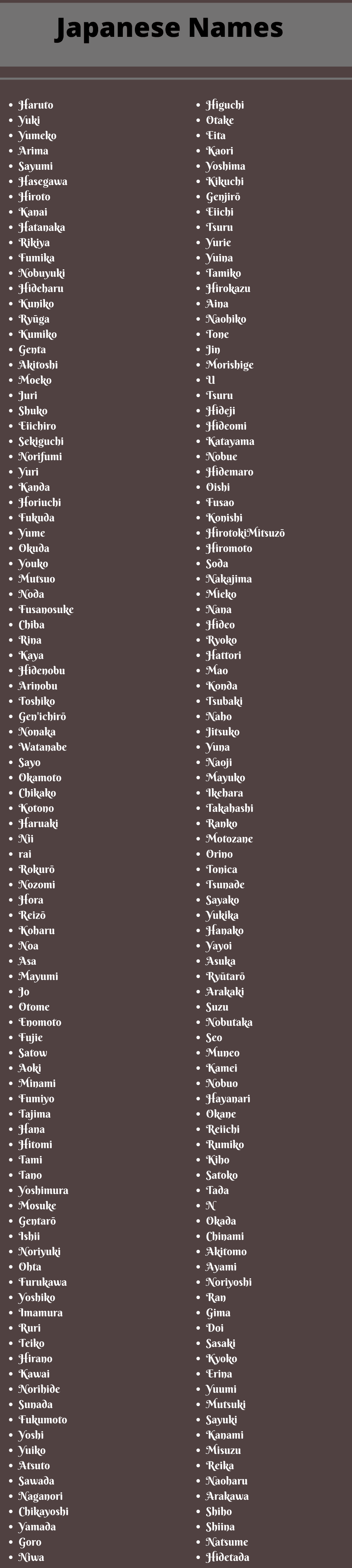 japanese names