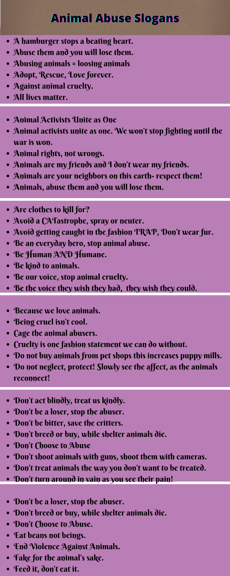 Animal Abuse Slogans