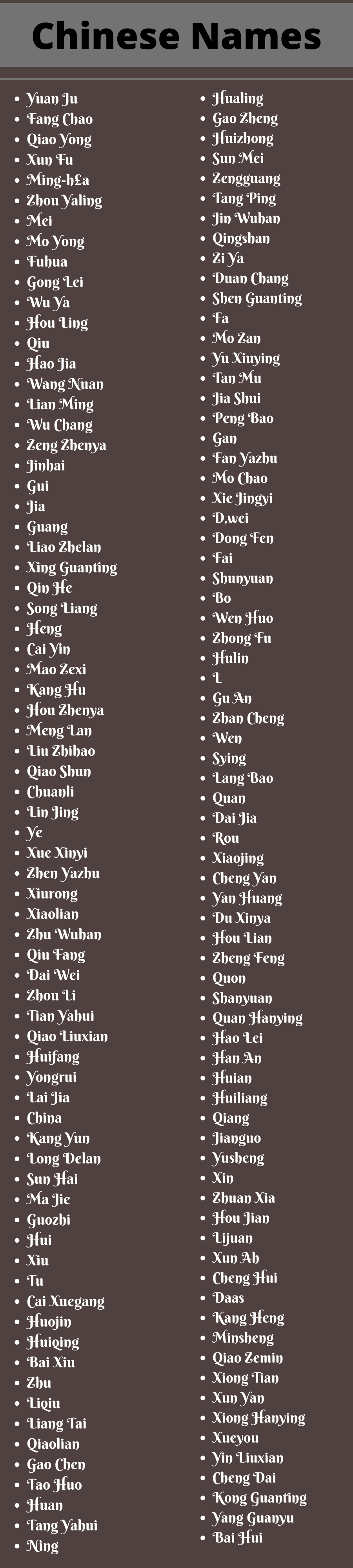 Chinese Names: 400+ Cool Chinese Names Ideas And Suggestions