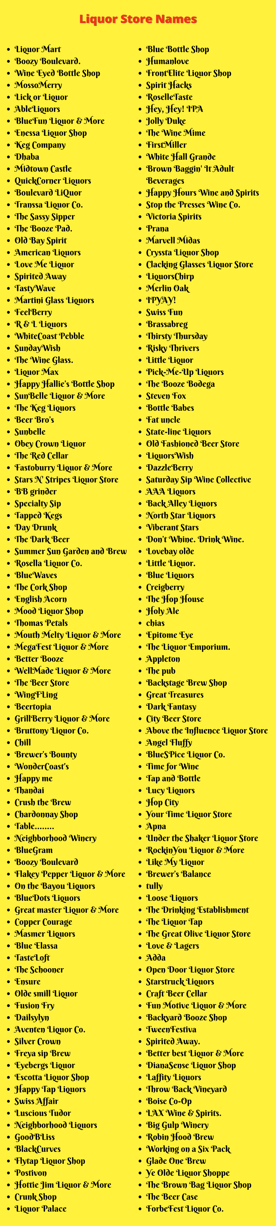 Liquor Store Names
