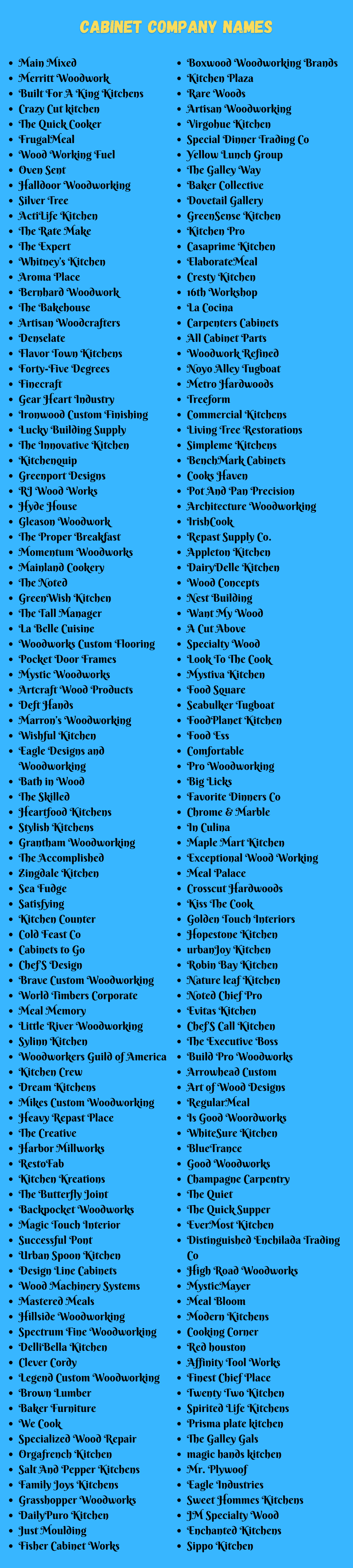 Cabinet Company Names