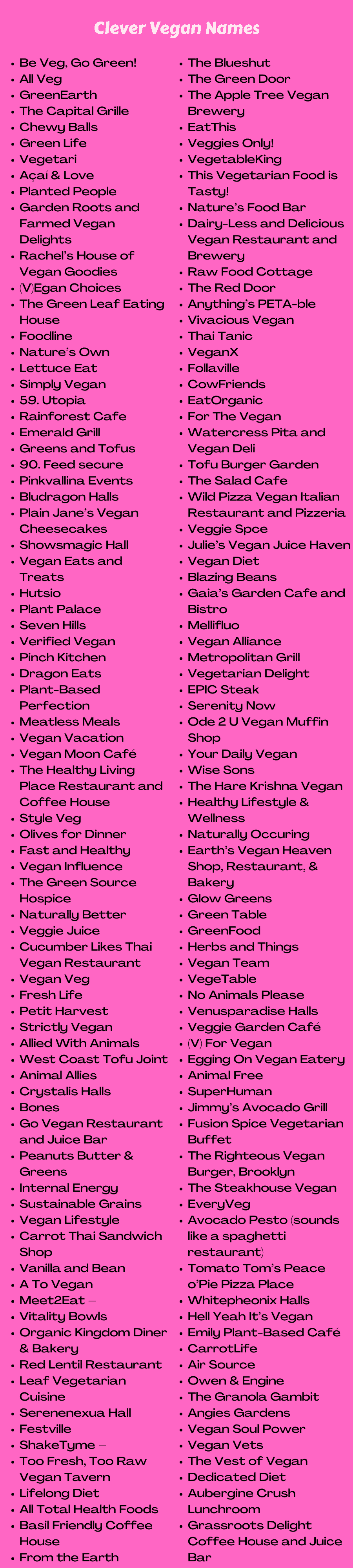 Clever Vegan Names  Vegan Food Names For Instagram - Vegan Food Business Name Ideas