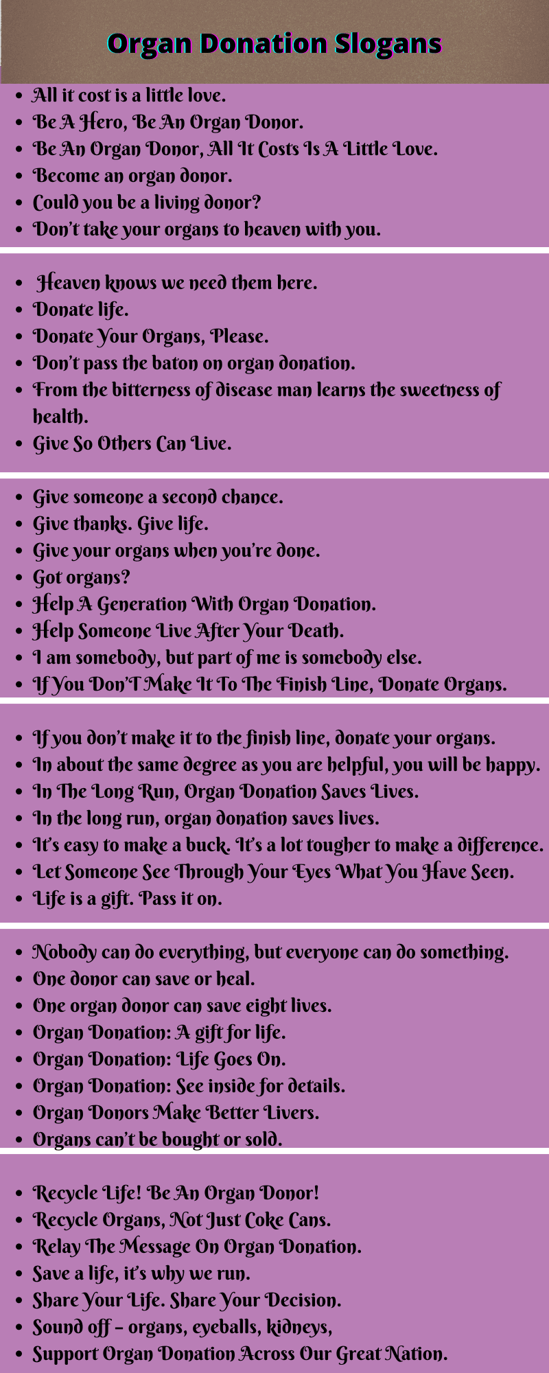 Organ Donation Slogans 