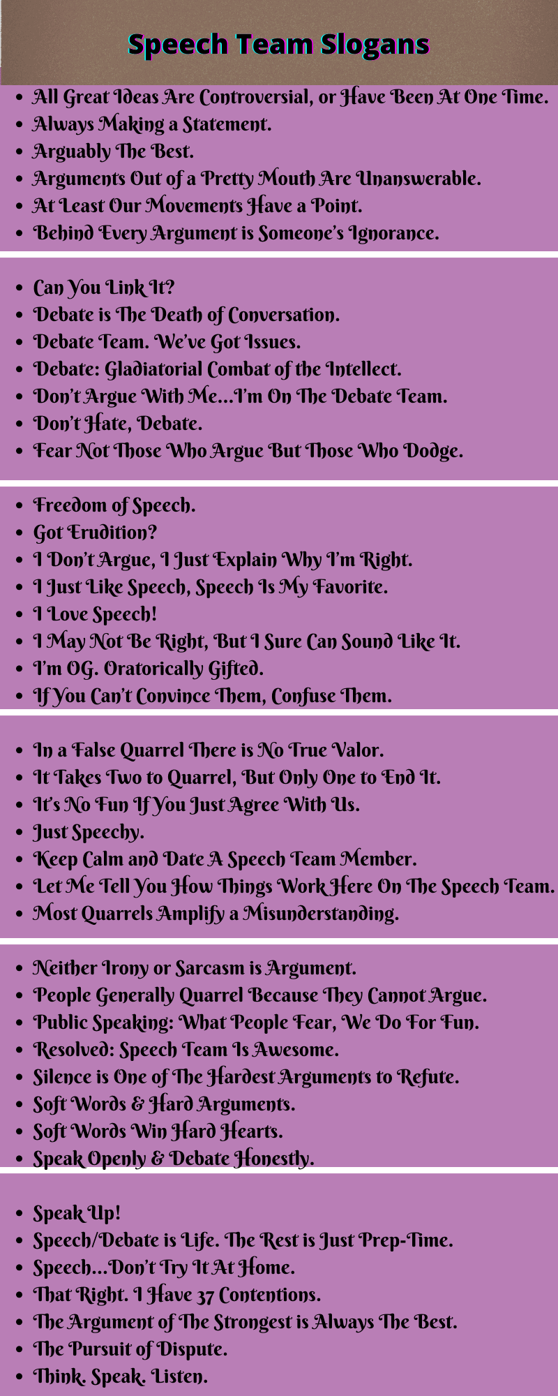 Speech Team Slogans