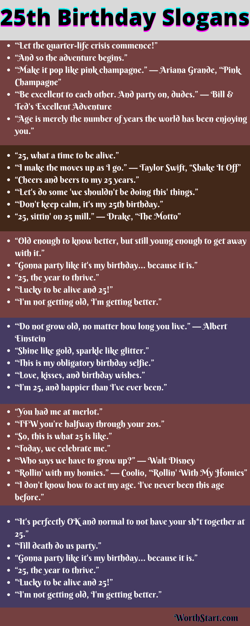 200+ Best Funny 25th Birthday Slogans and Sayings