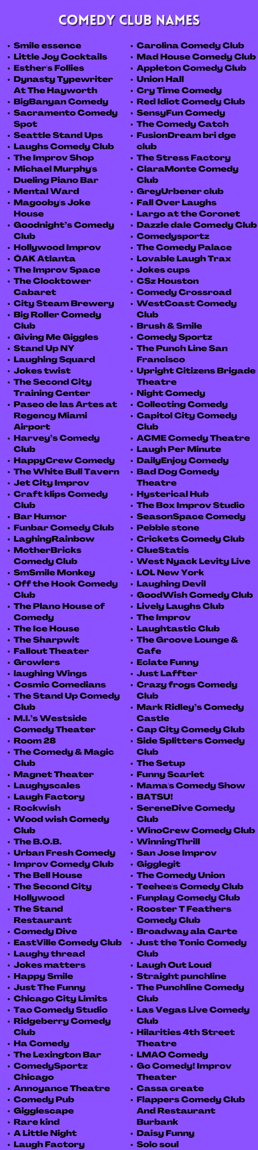 Comedy Club Names