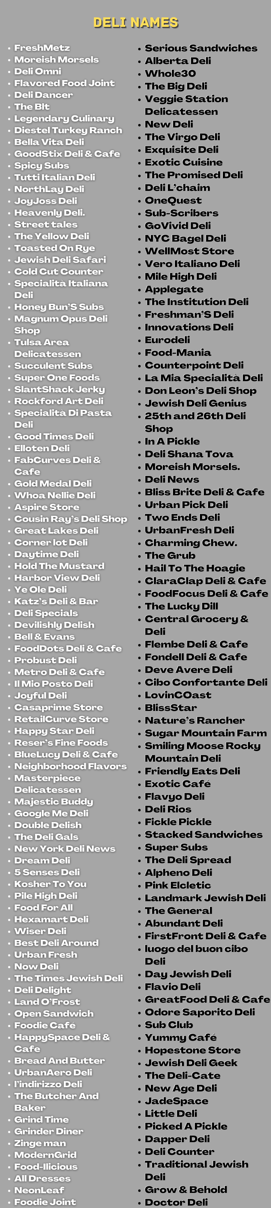 480 Best And Funny Deli Names Ideas & Suggestions