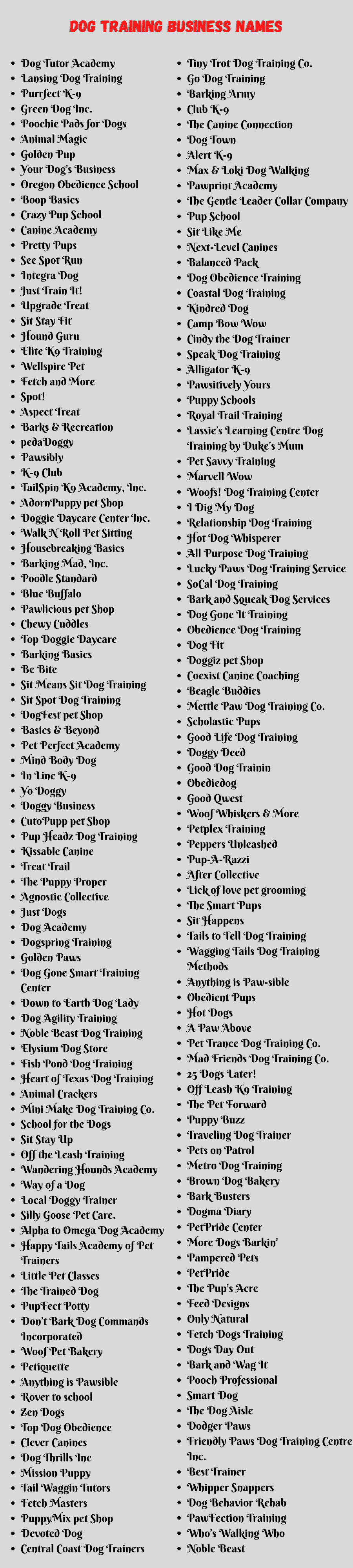 Dog Training Business Names 