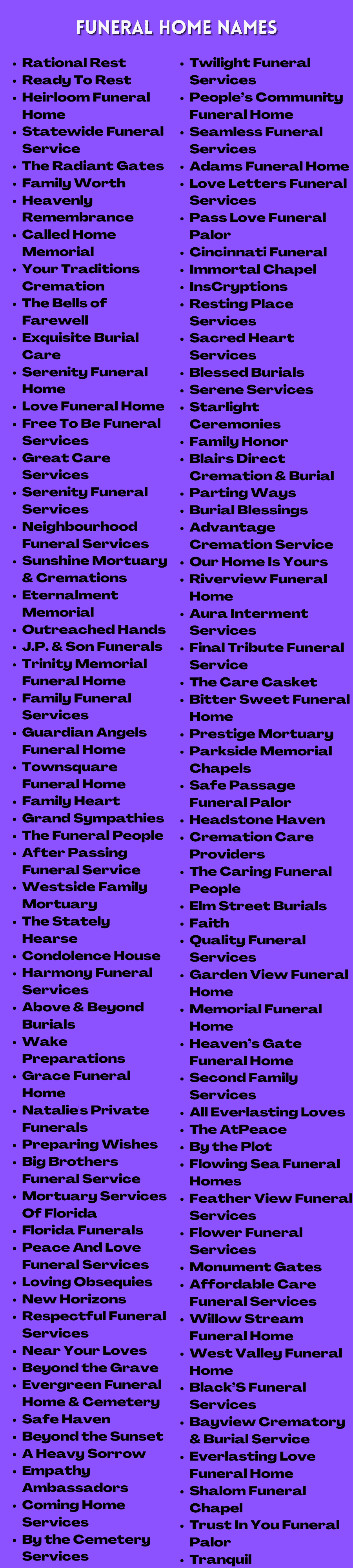 Funeral Home Names