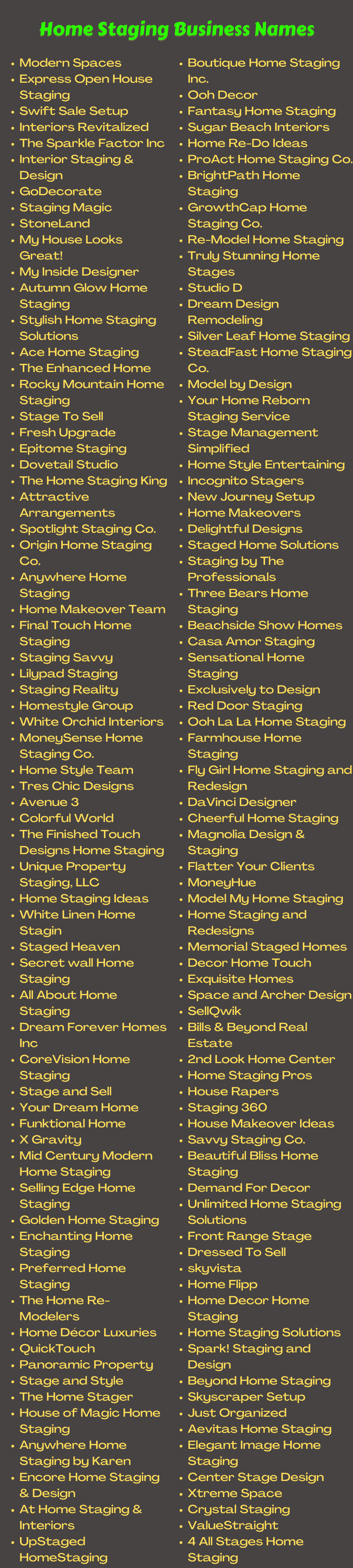 400 Creative Home Staging Business Names