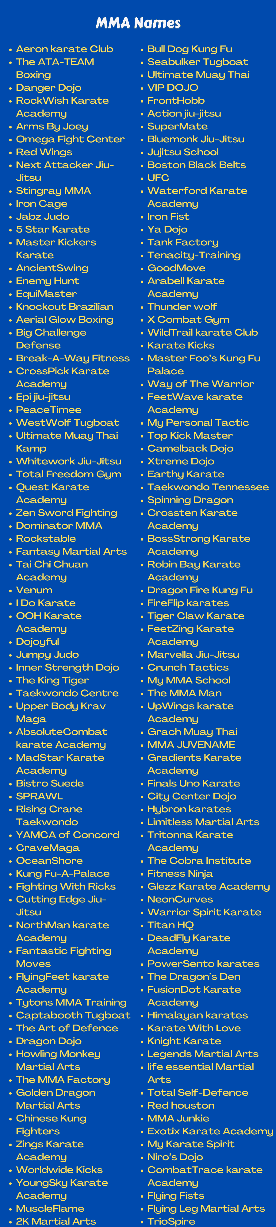 MMA Names