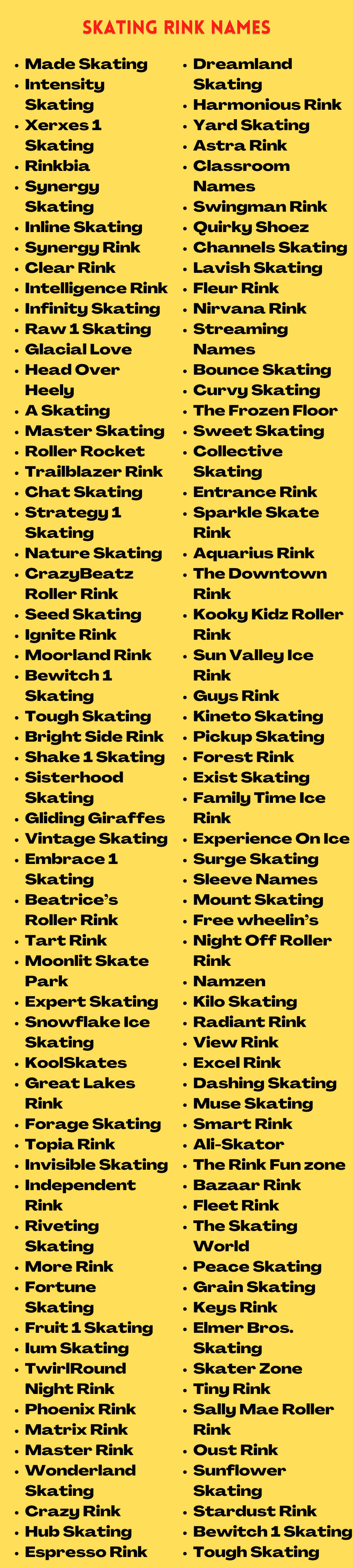 Skating Rink Names