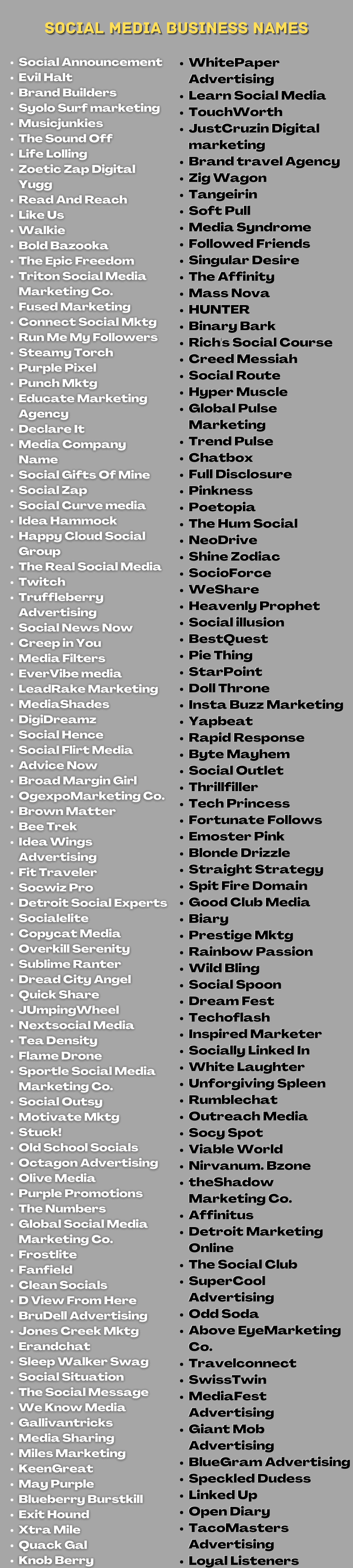 Social Media Business Names
