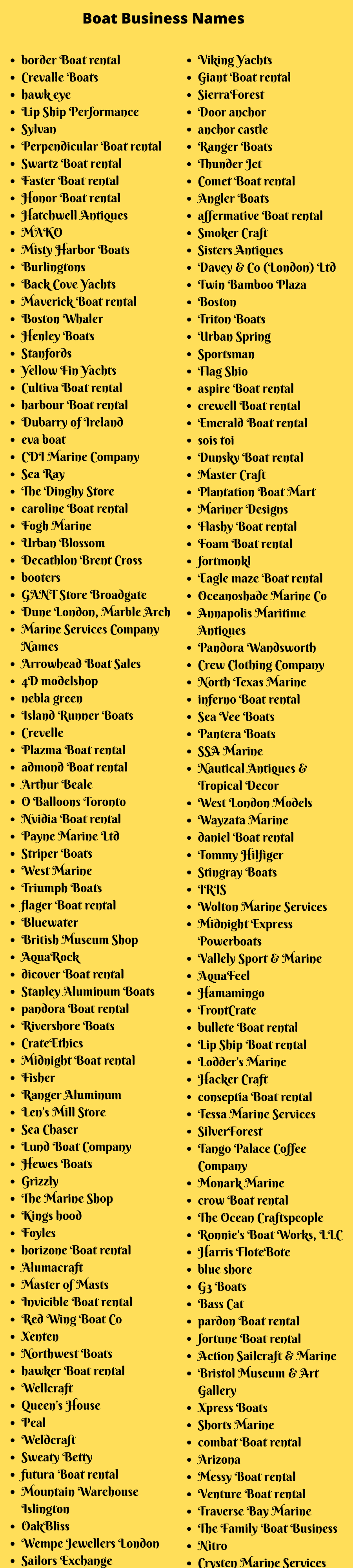 Boat Business Names