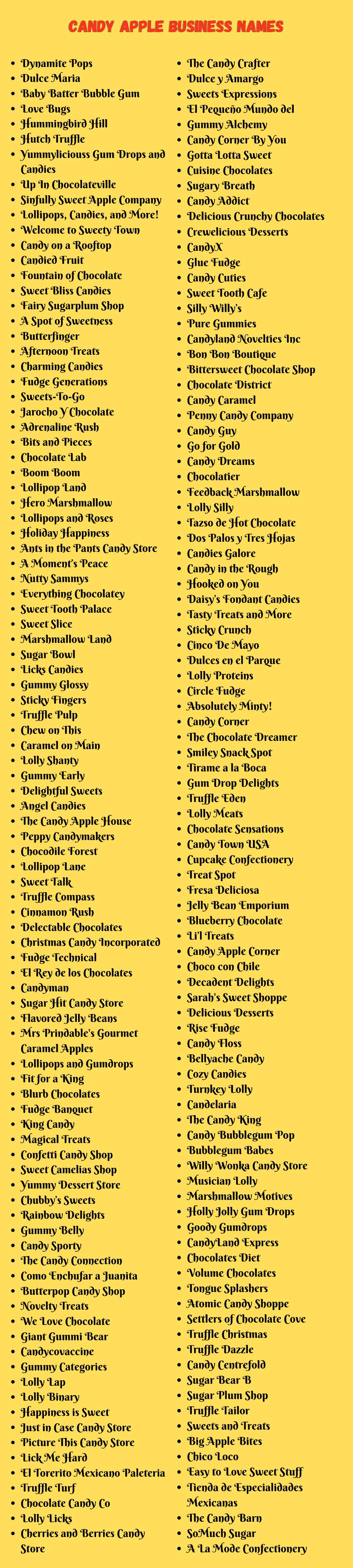 Candy Apple Business Names