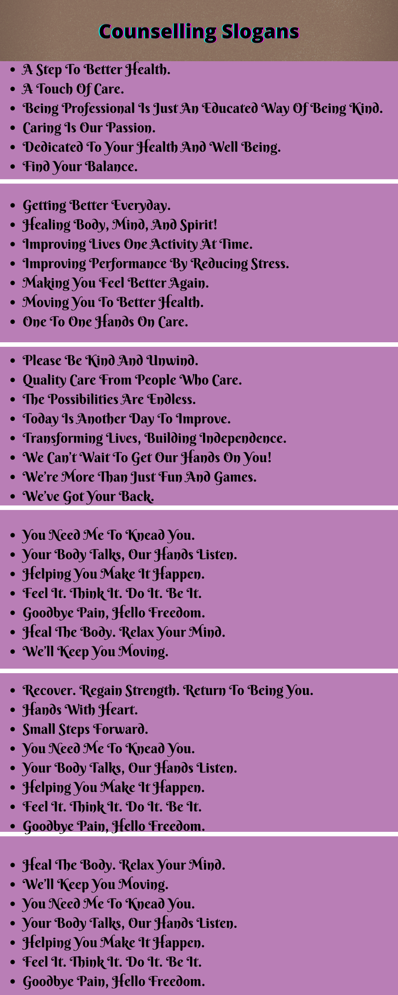 Counselling Slogans 