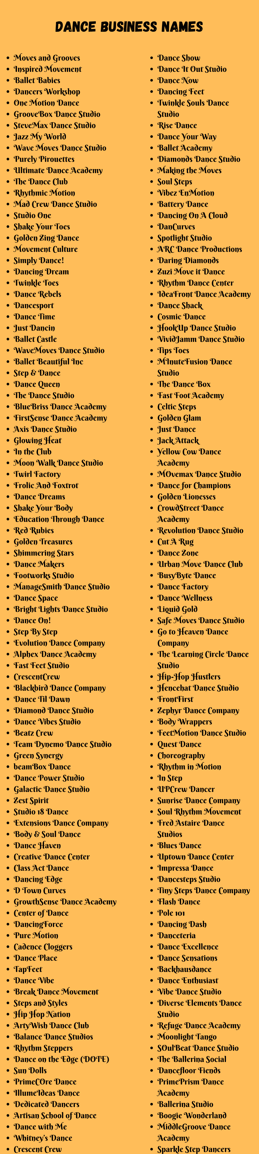 Dance Business Names