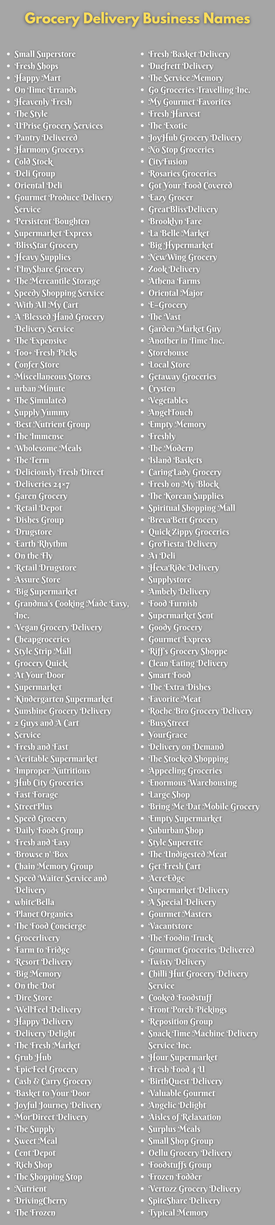 Grocery Delivery Business Names