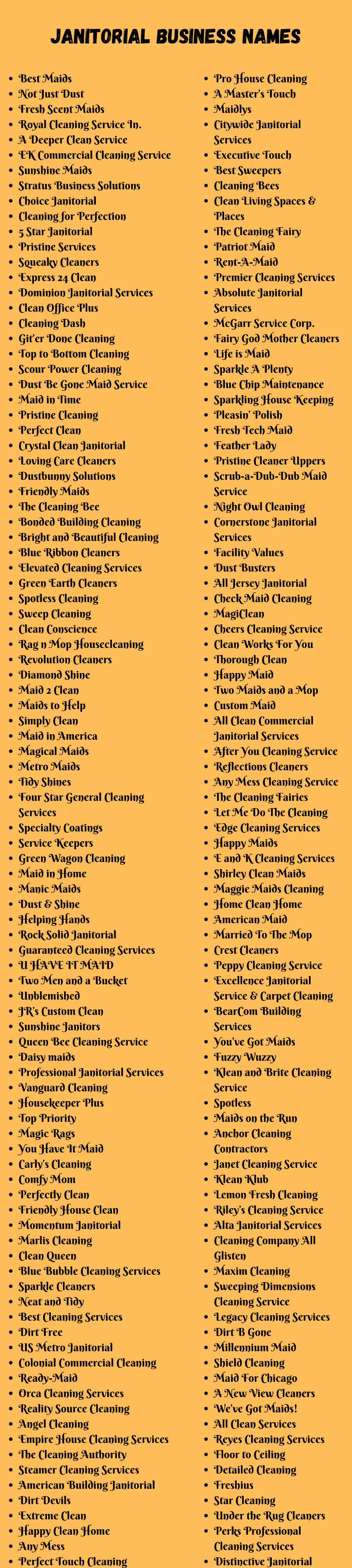 Janitorial Business Names