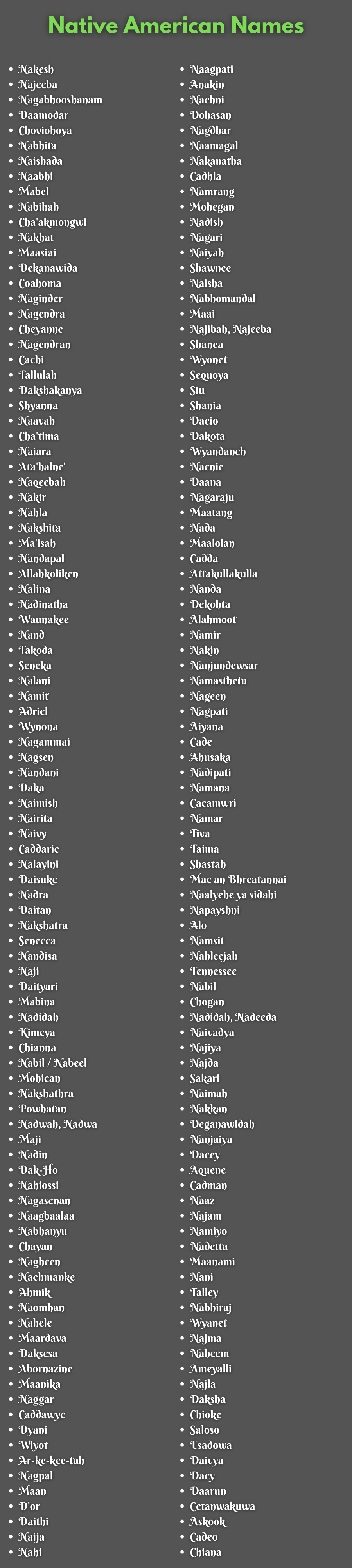 Native American Names