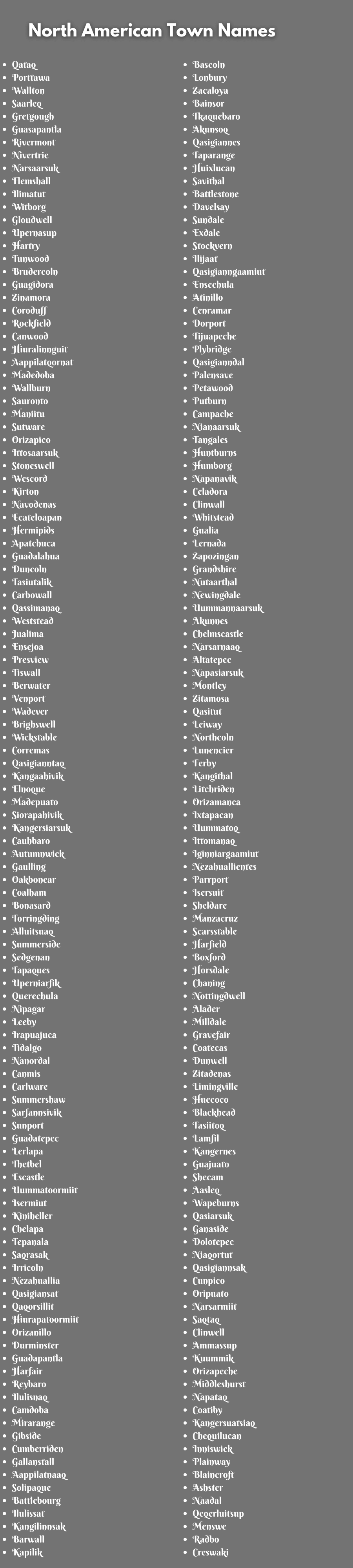 North American Town Names