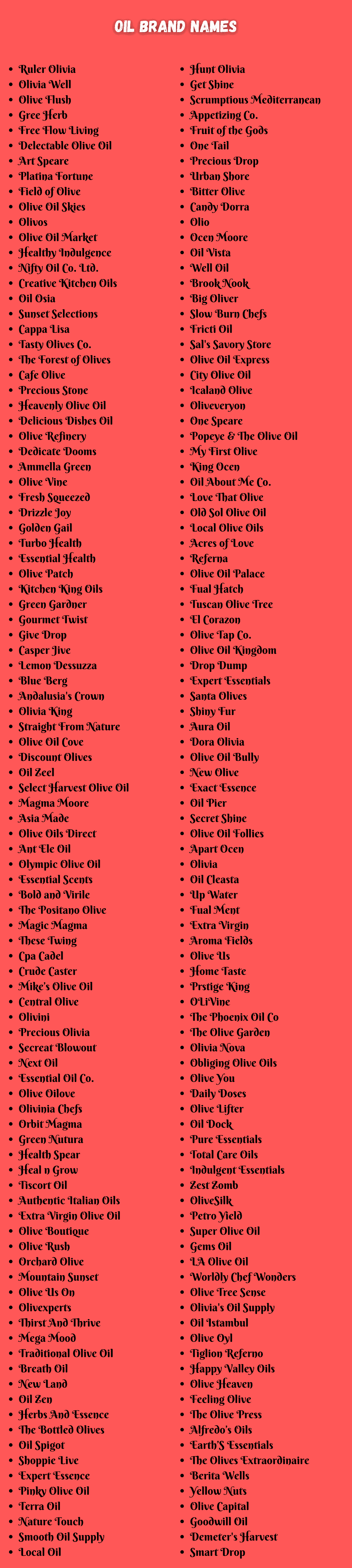 Oil Brand Names