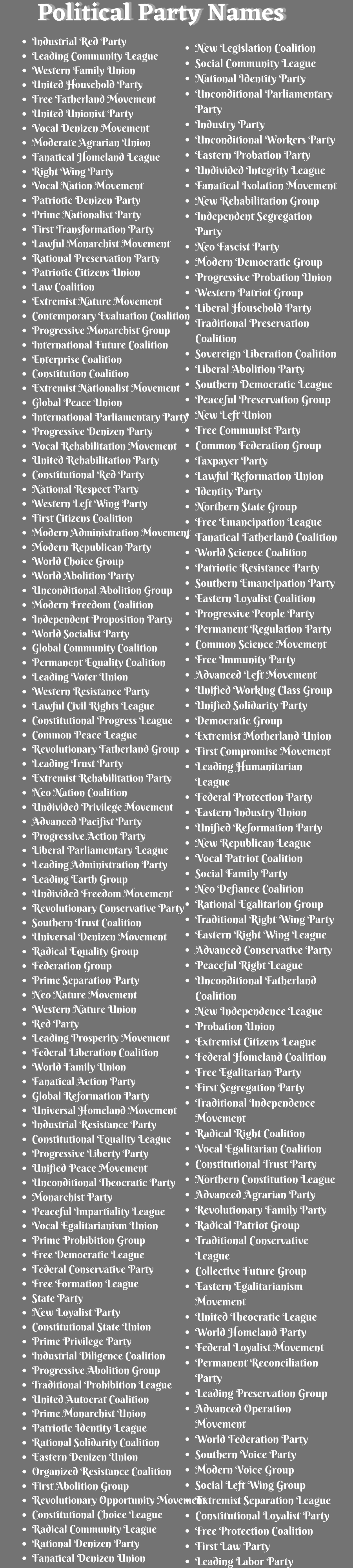 Political Party Names