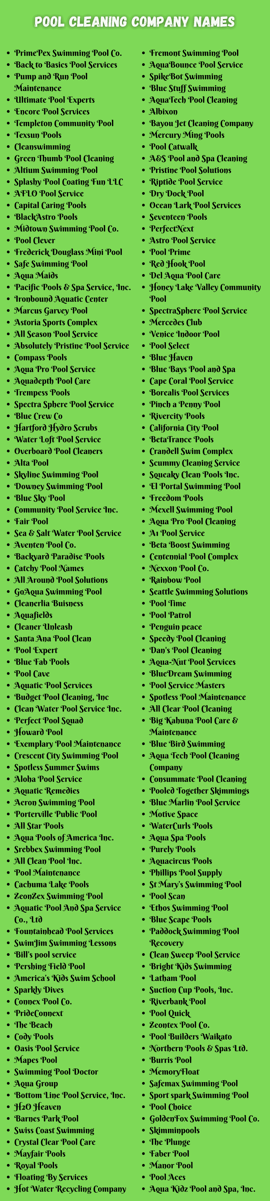 430 Catchy And Cool Pool Cleaning Company Names