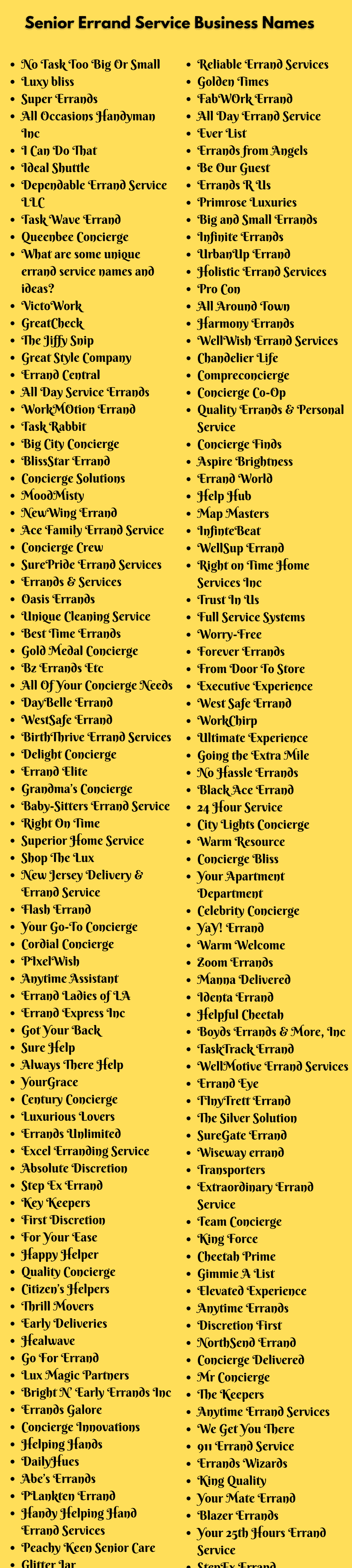 Senior Errand Service Business Names