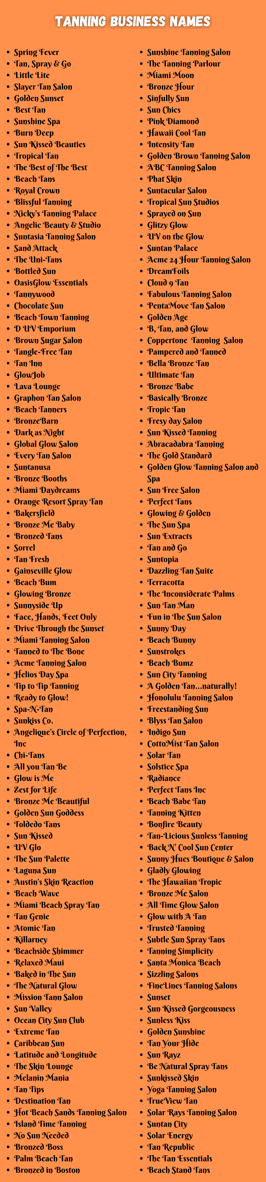 Tanning Business Names