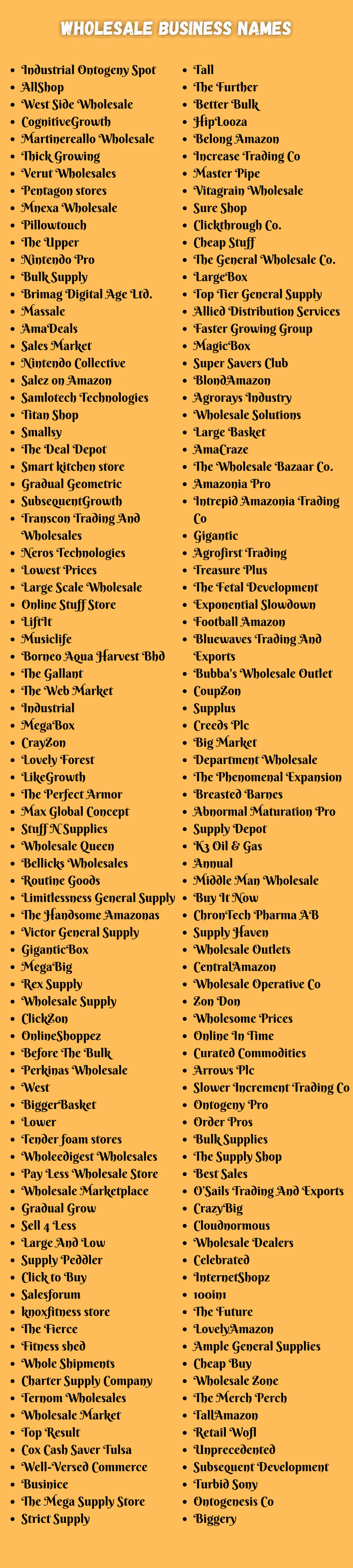 Wholesale Business Names