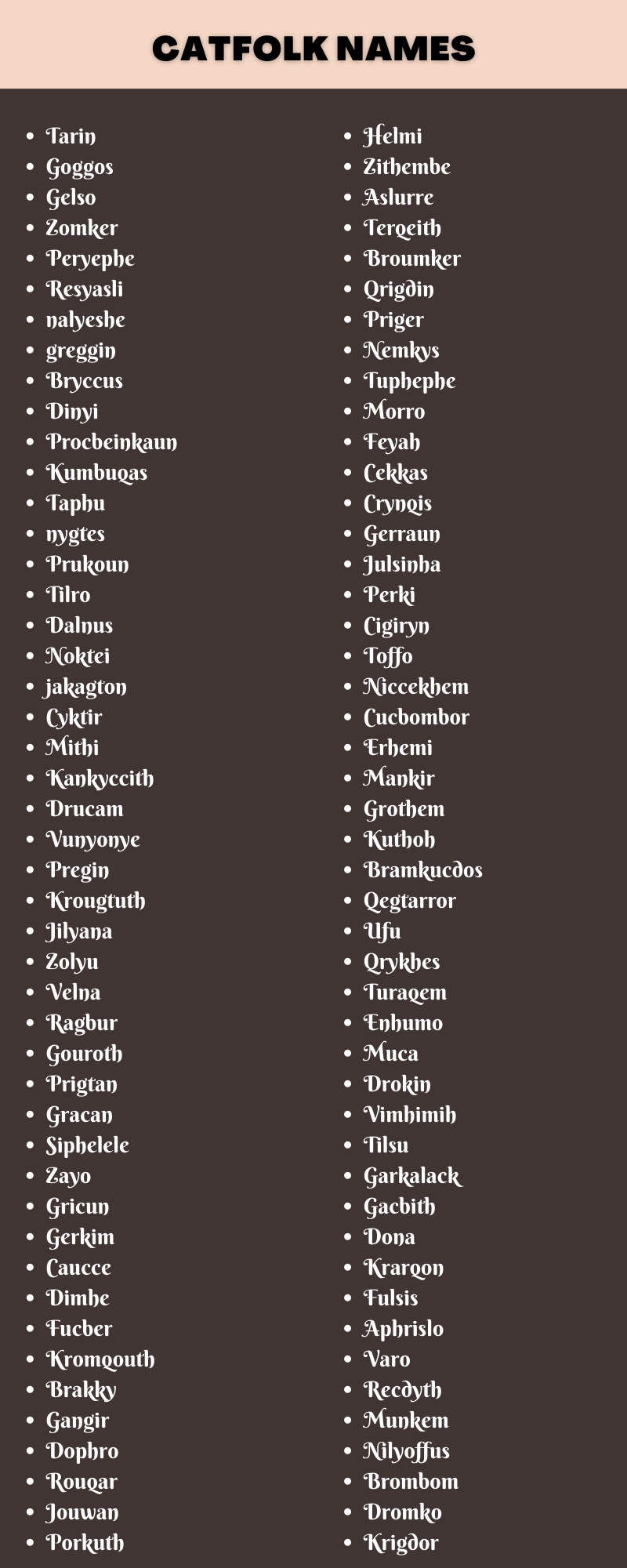 Catfolk Names