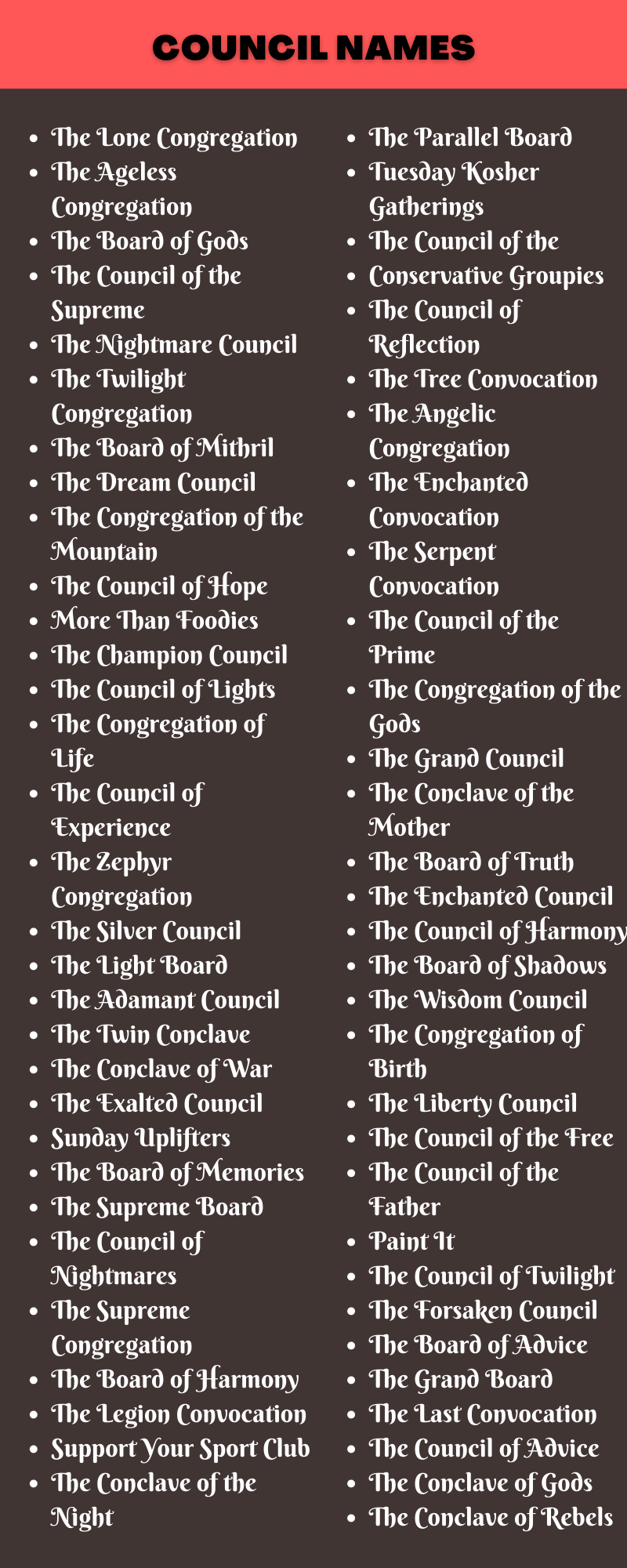 Council Names