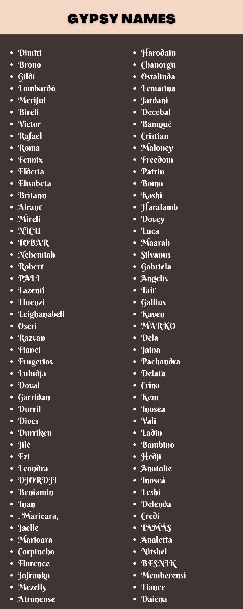 Gypsy Names