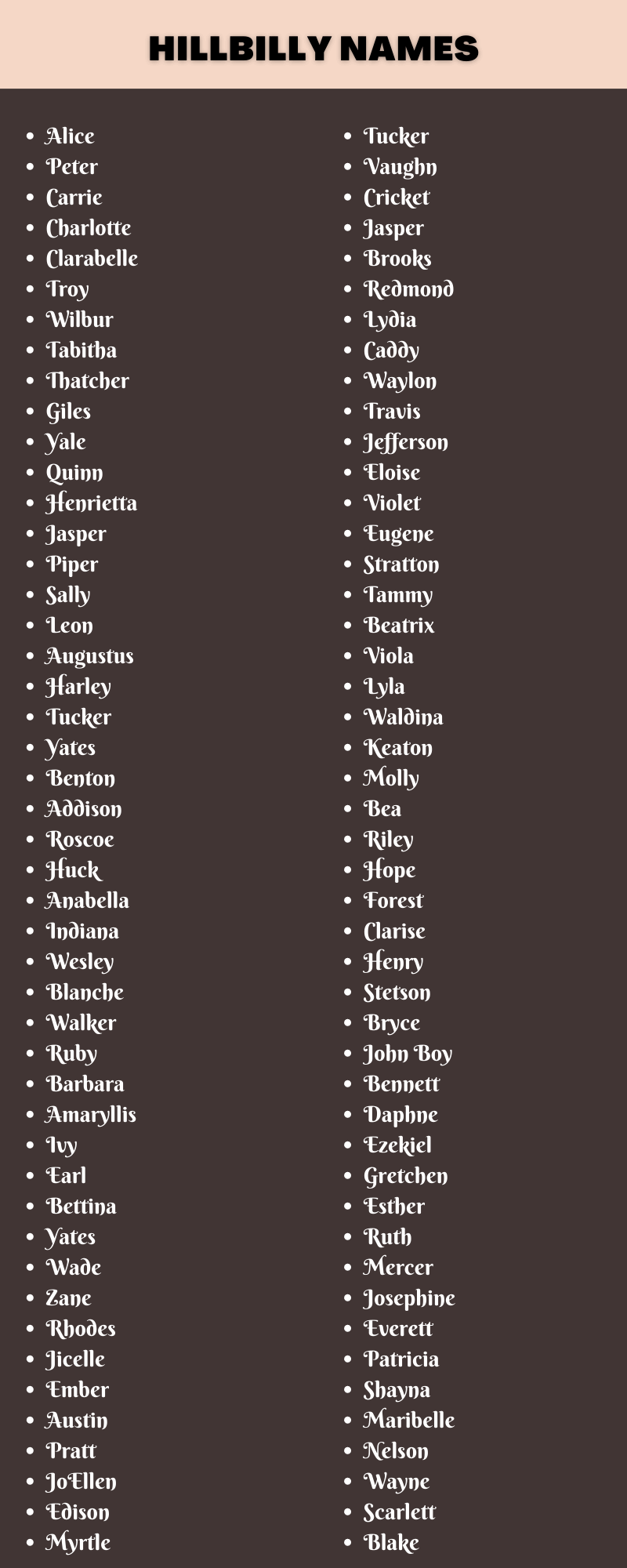 Hillbilly Names