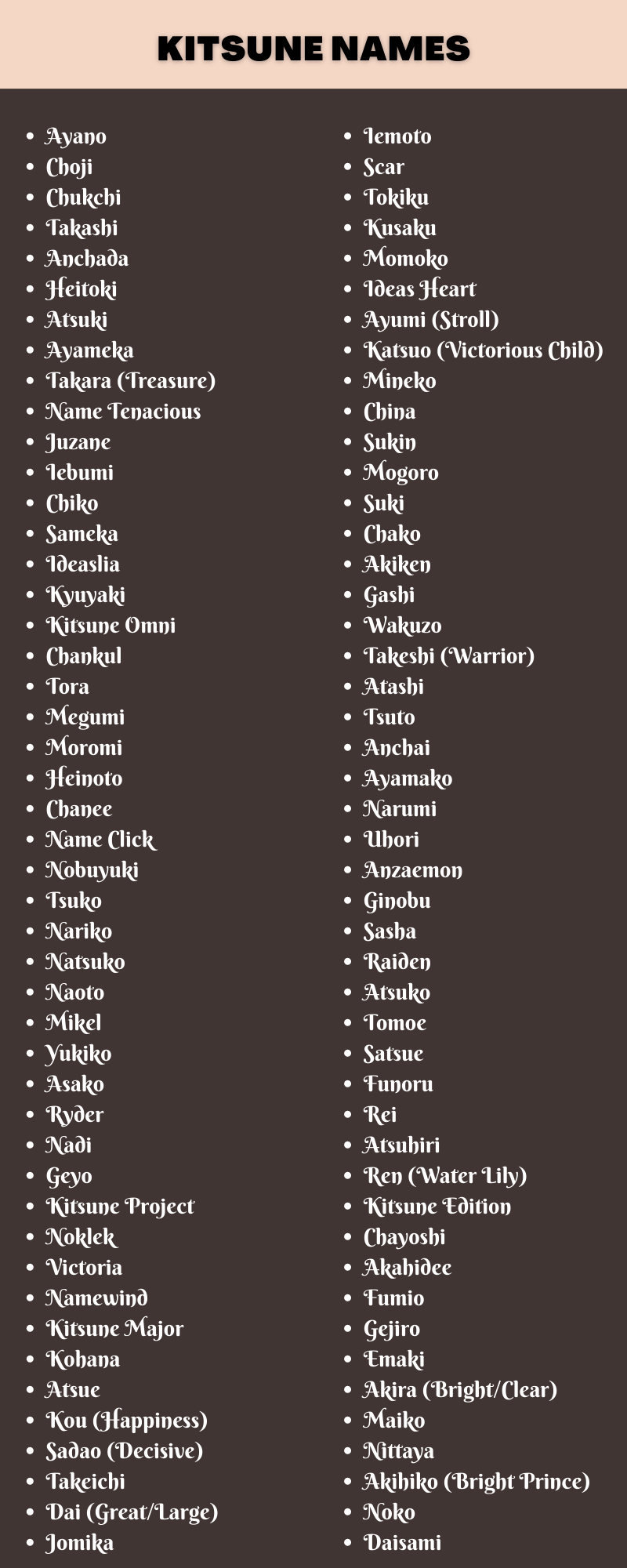 Kitsune Names