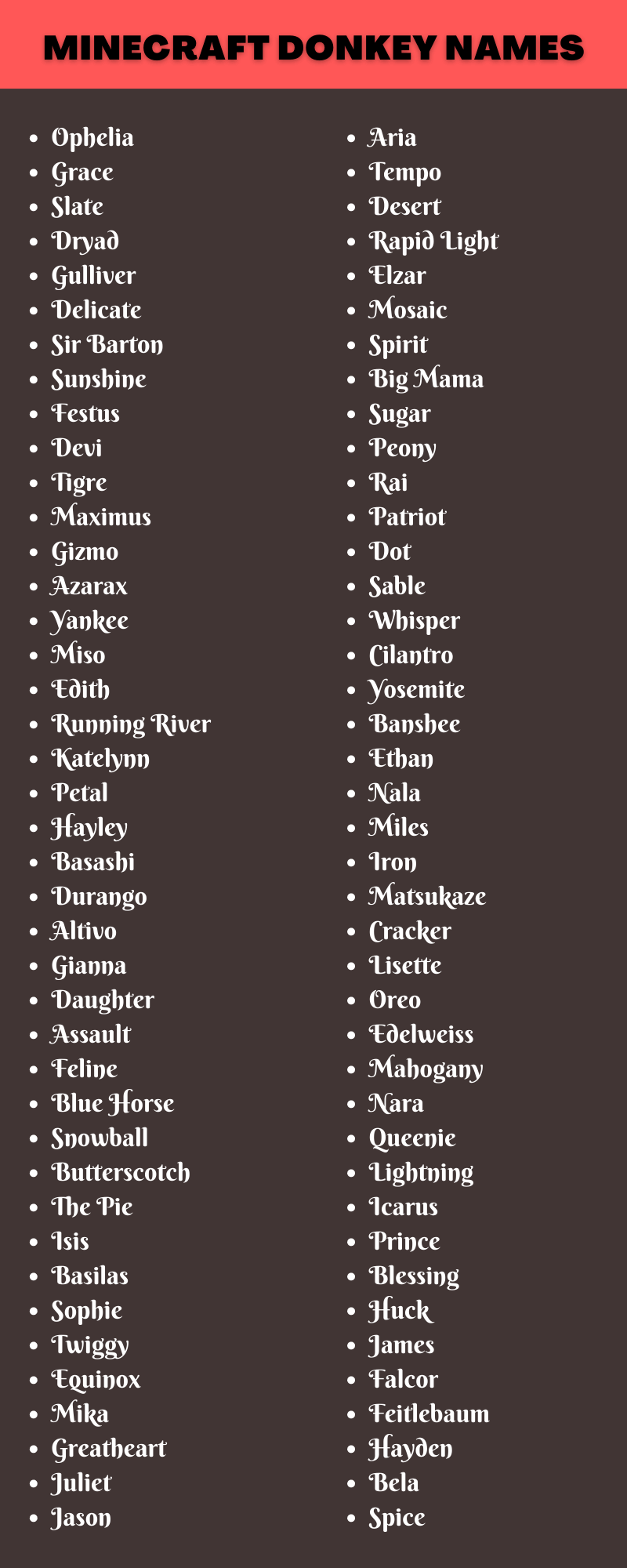 400 Unique Minecraft Donkey Names Ideas