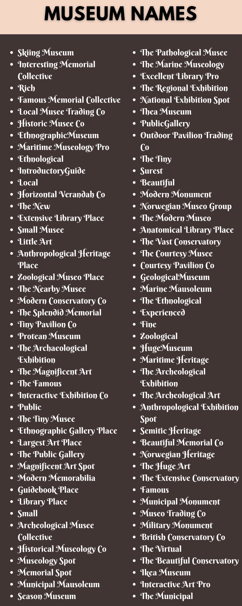 Museum Names