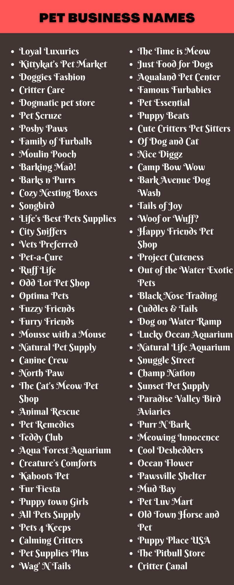 Pet Business Names